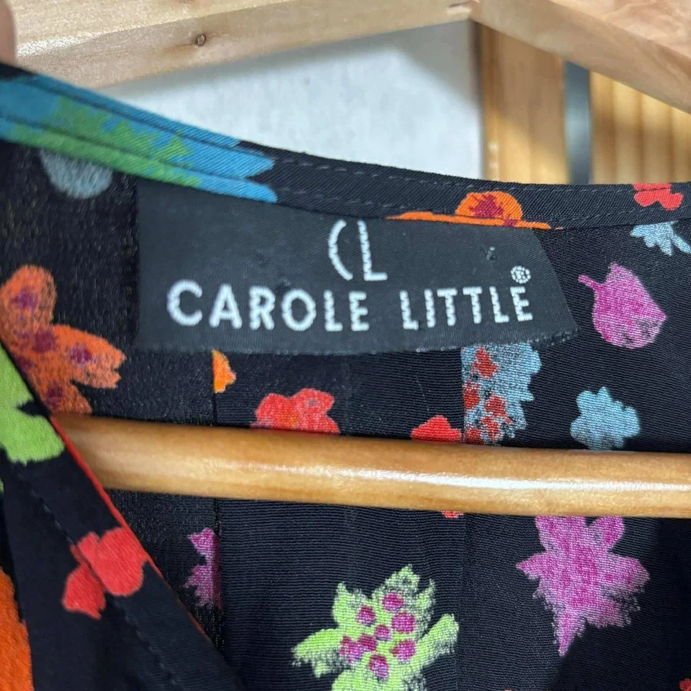 Vintage CAROLE LITTLE Women Size 16 Black Floral Sleeveless Top and Skirt Set - Picture 2 of 12